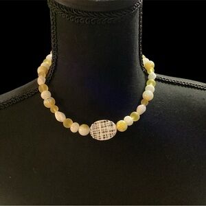 2 PIECE HANDCRAFTED SET 16” GLASS BEAD NECKLACE AND DROP EARRINGS “DAISY MAY”